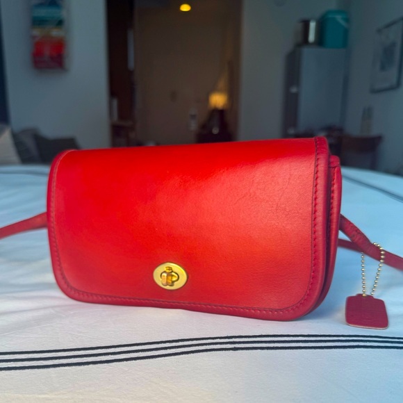 Coach Handbags - RARE Vintage Coach Dinky in Red Glove-Tanned Leather - # 9375 Made in NYC